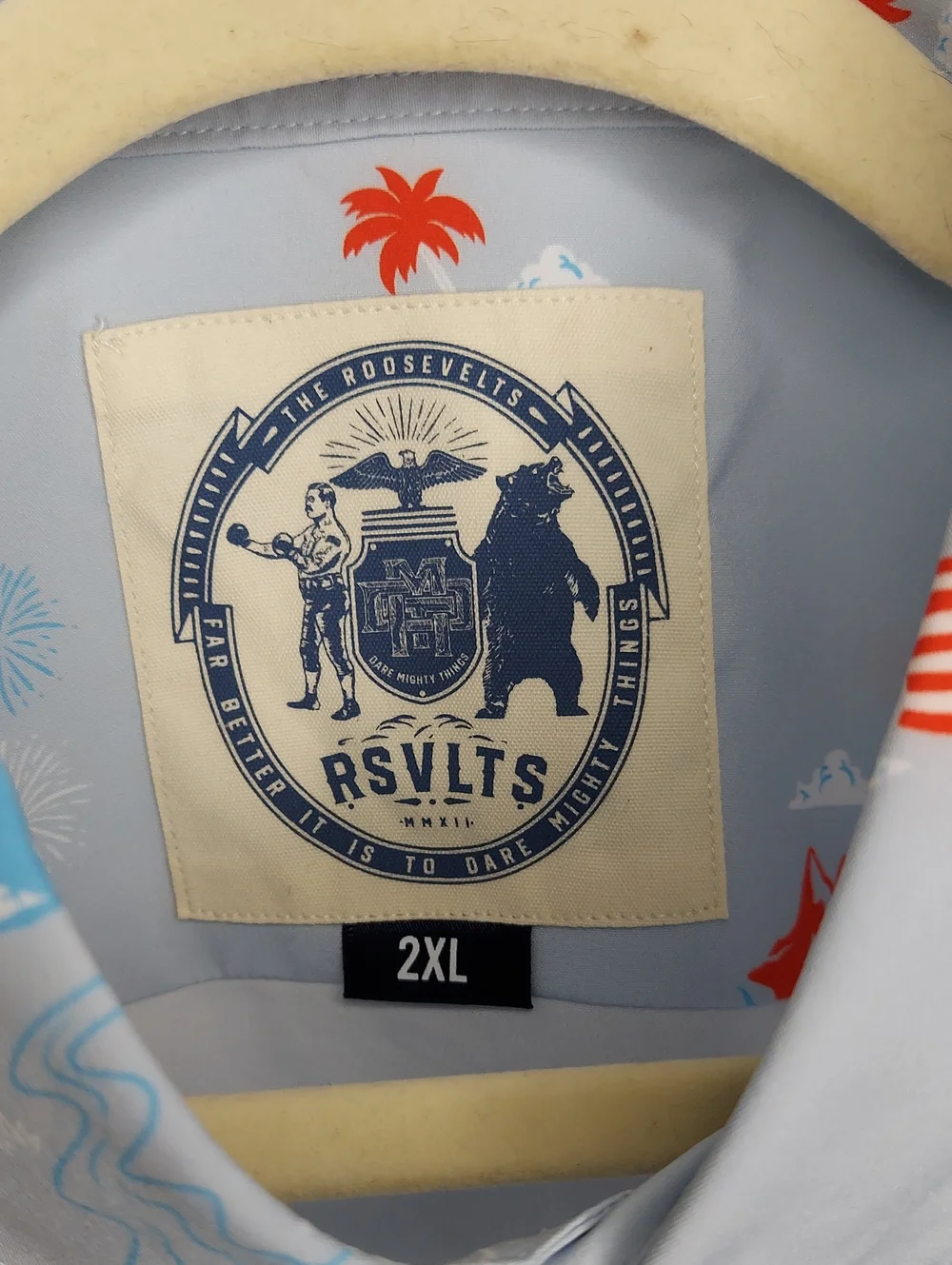 RSVLTS Shirt, Retro Theme, Red White Blue, Collar, Lightweight - Picture 3 of 10